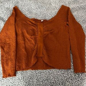 Long sleeve smocked crop top